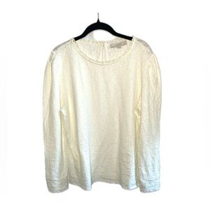 Ann Taylor LOFT Ivory Long Sleeve Women’s Textured Top Blouse